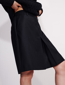 Wool Blend Tailored Skirt, Black, hi-res