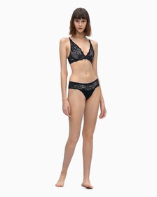 Seductive Comfort Lotus Floral Lightly Lined Plunge Bra, BLACK, hi-res