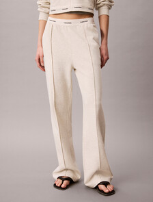 Logo Waistband Wide Leg Joggers, Vanilla Heather, hi-res