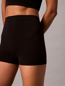 Rib Emblem Seamless Pyjama Shorts, Black, hi-res