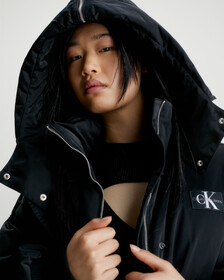Oversized Hooded Bomber Jacket, Ck Black, hi-res