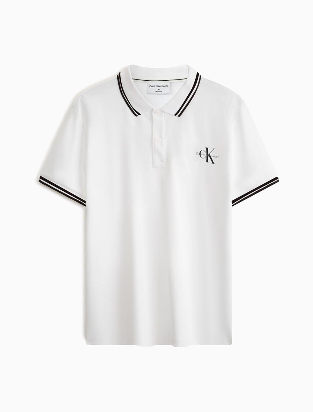 Monologo 標誌修身飾邊 Polo 衫, Bright White, hi-res