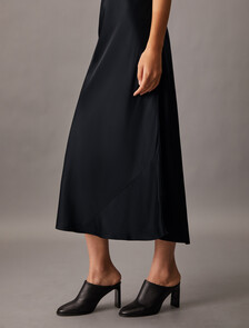 Hero Viscose Satin Slip Dress, Black, hi-res