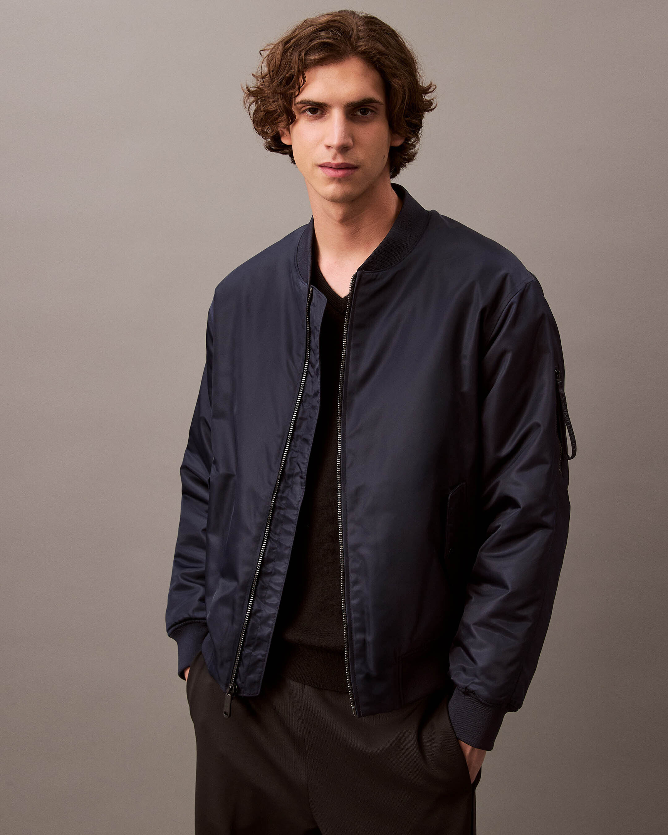 Padded Nylon Bomber Jacket | blue | Calvin Klein Hong Kong
