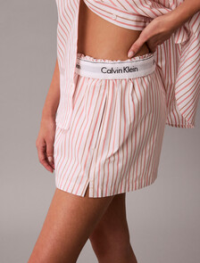 Cotton Poplin Pyjama Shorts, AURORA STRIPE PEACH BLISS, hi-res