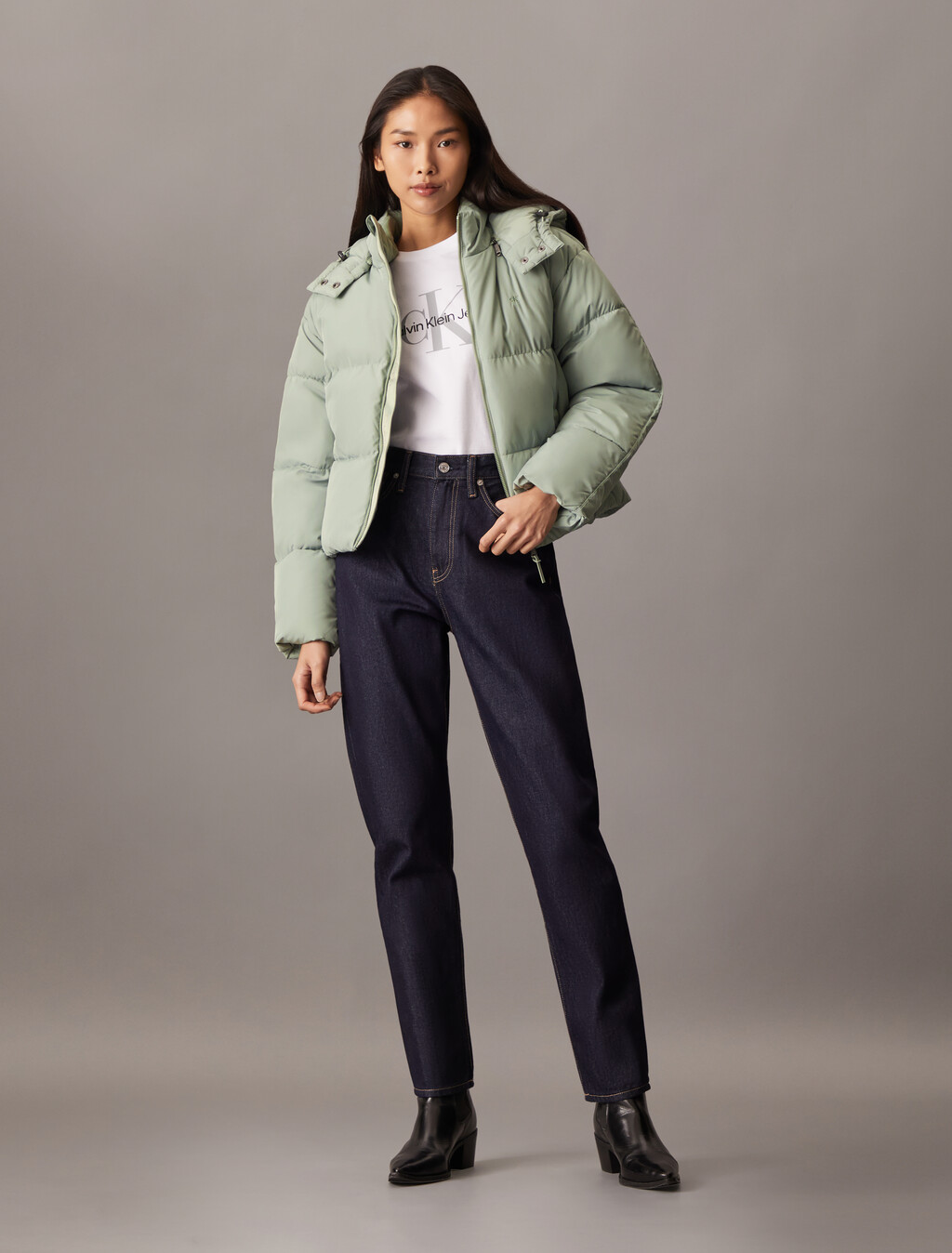 Classic Puffer Jacket, Green Milieu, hi-res
