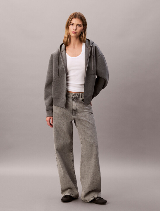 Oversized  Jersey Zip Up Hoodie