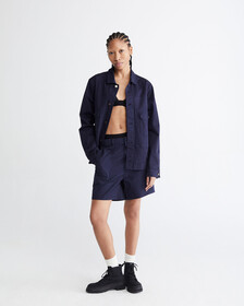 STANDARDS OVERDYED 高腰闊腿短褲, NAVY BLAZER-410, hi-res
