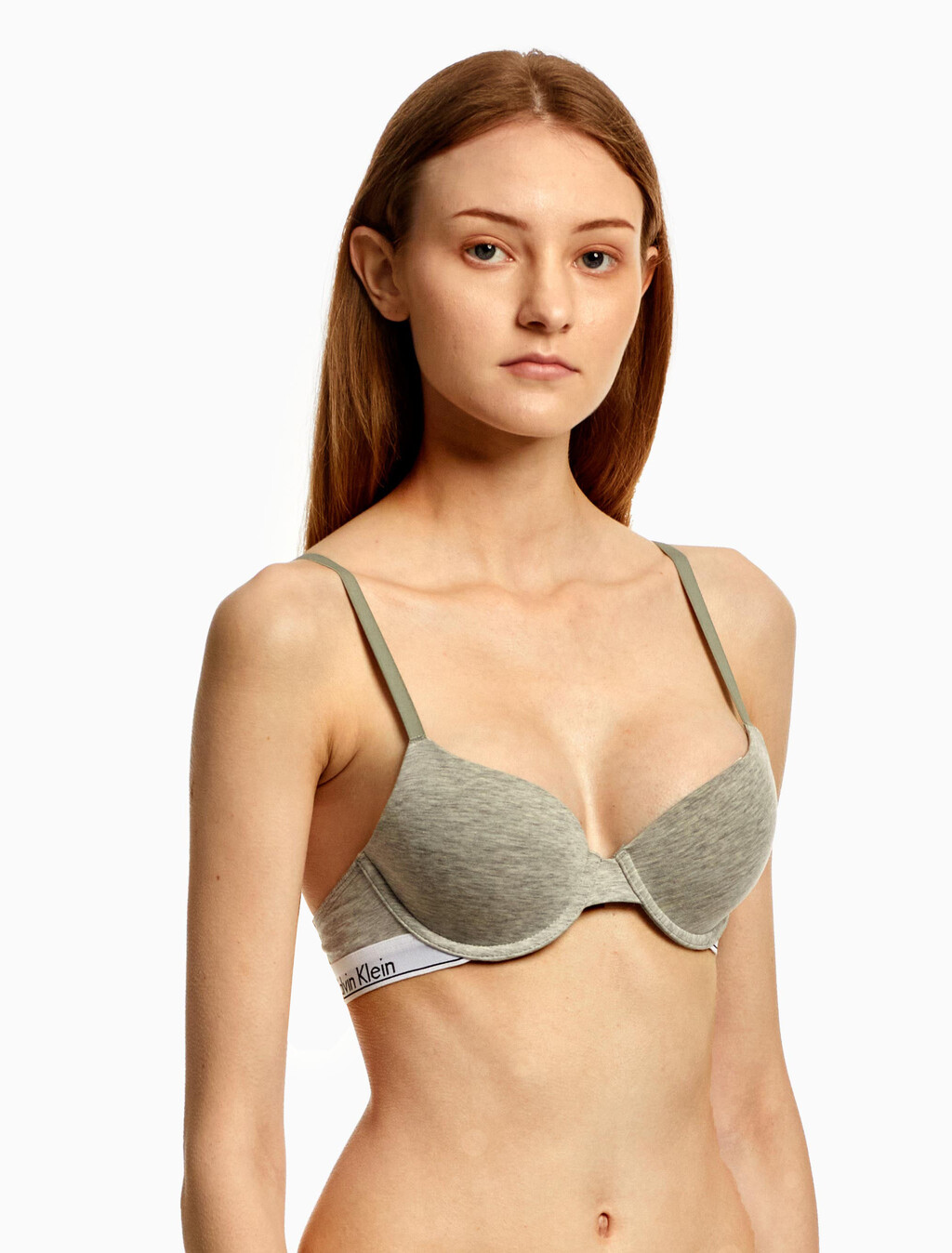 Icon Cotton Lightly Lined Demi Bra, Grey Heather, hi-res