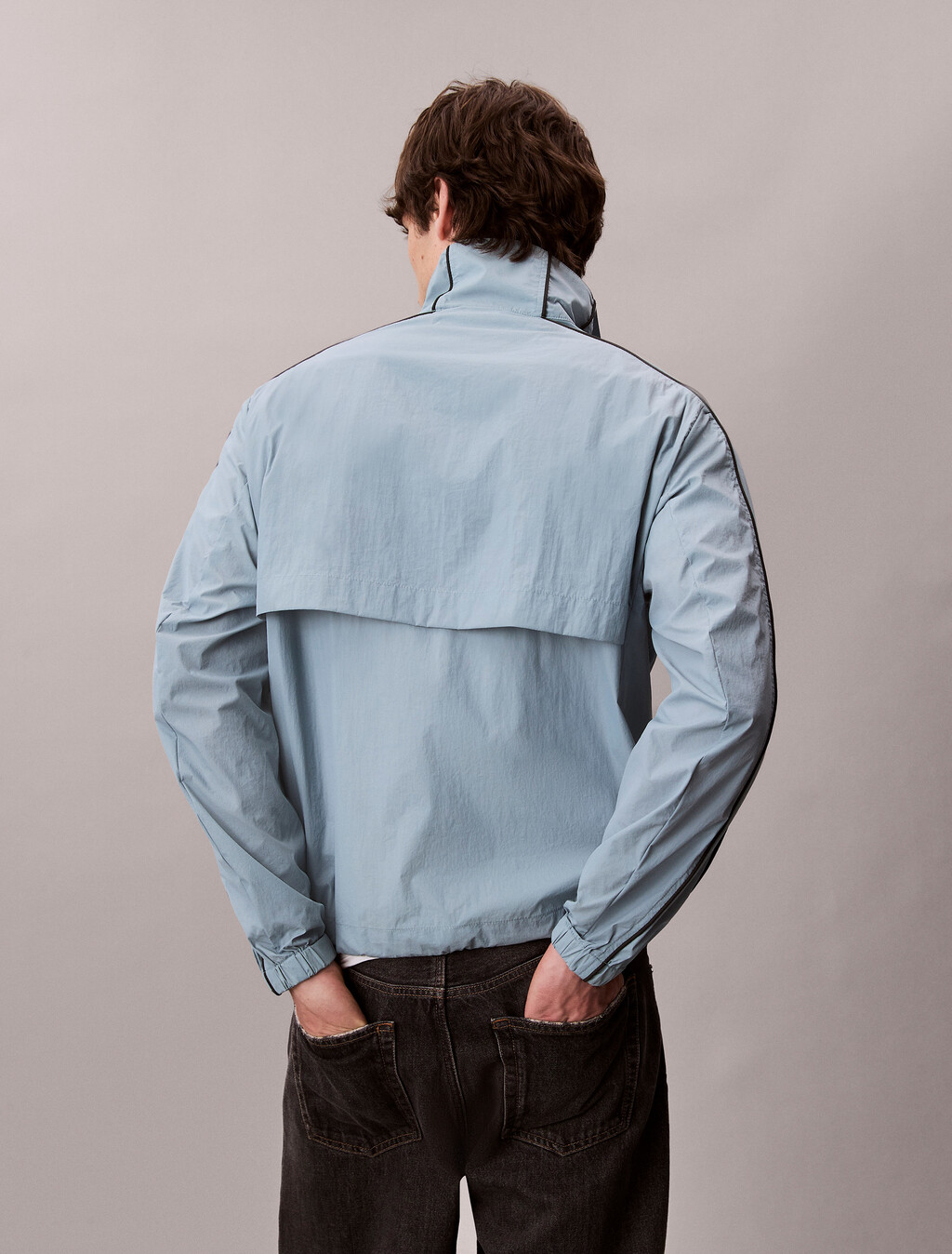 Nylon Track Jacket, Stone Blue, hi-res