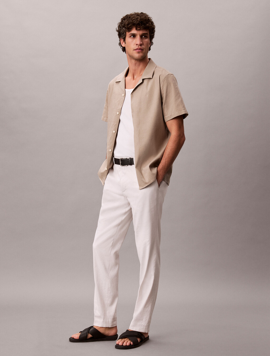 Linen Lyocell Classic Fit Shirt, Roasted Cashew, hi-res
