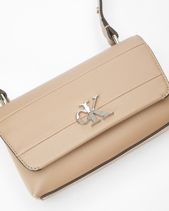Minimal Monogram East-West Flap Textured Crossbody