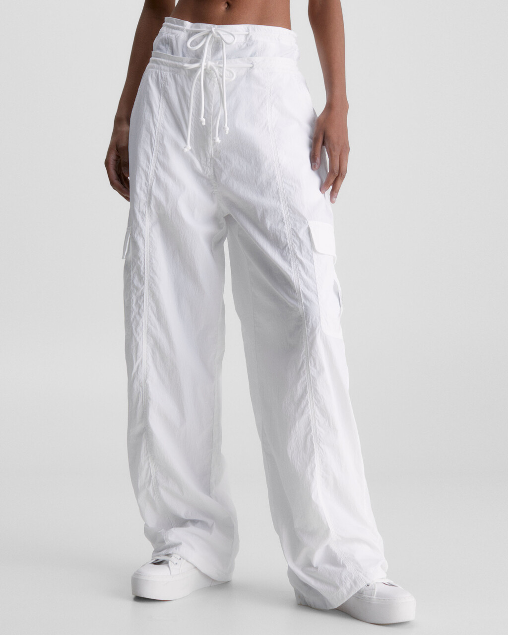 Soft Touch Wide Leg Cargo Pants, Bright White, hi-res