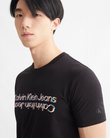 MOVEMENTS 毛刺標誌修身 T 裇, Ck Black, hi-res