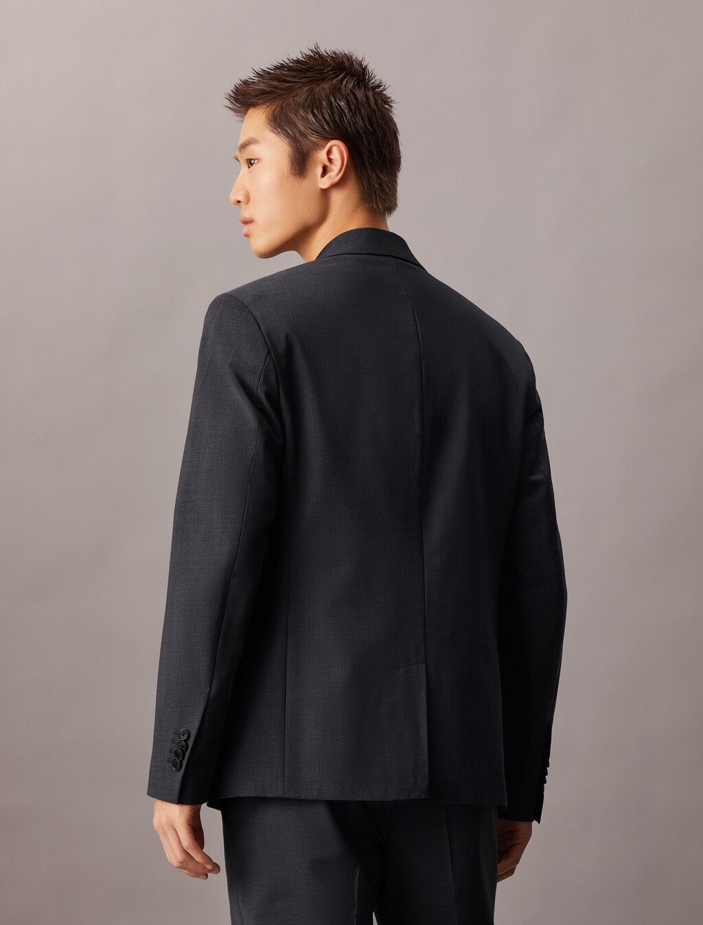 Refined Wool Blend Slim Blazer, Charcoal Heather, hi-res
