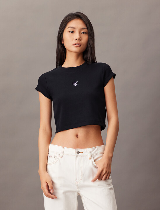 CK Logo Rib Knit Baby Tee