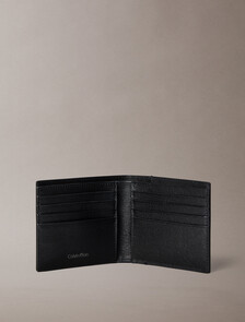 CK 徽章飾牌對摺式銀包, Black, hi-res