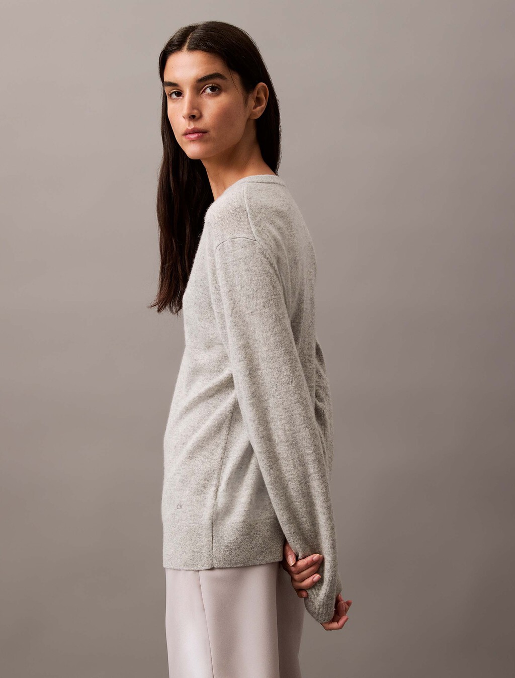 Cashmere V-Neck Sweater, B10 Grey Heather, hi-res