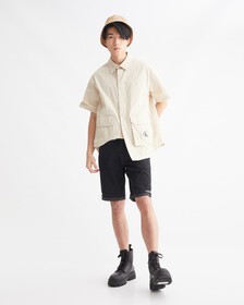 37.5 REGULAR DENIM SHORTS, Washed Black Hem Embro, hi-res
