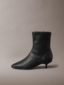 Leather Kitten Heel Ankle Boots, Triple Black, hi-res