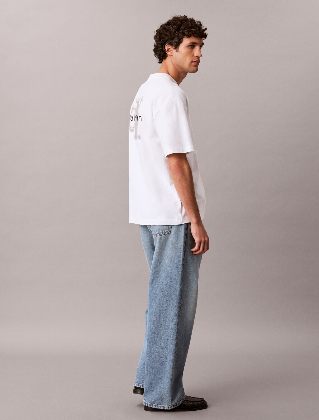 Oversized Embossed Monogram Tee, Bright White, hi-res