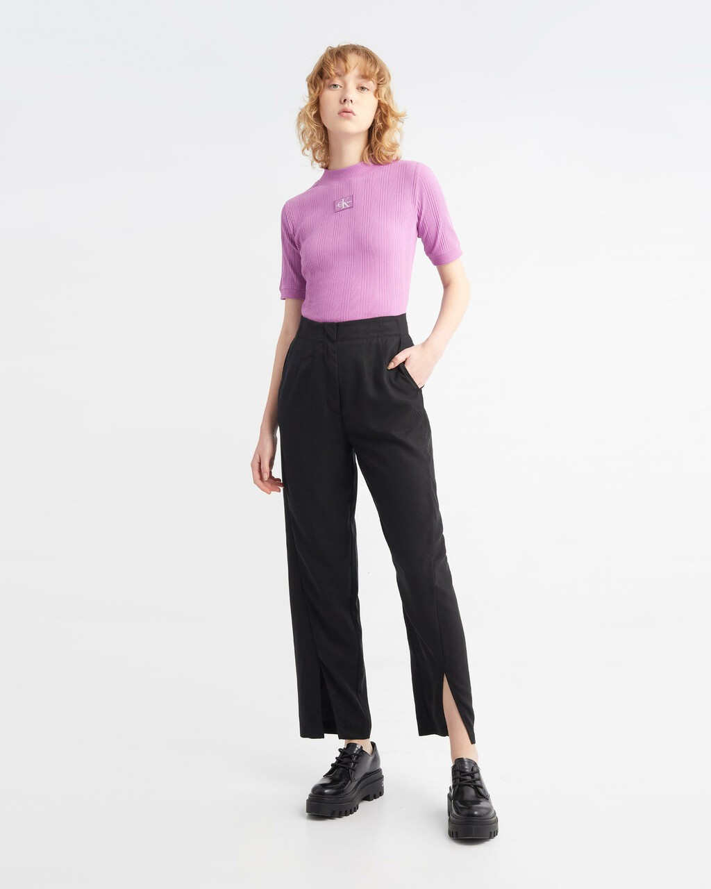 Logo Waistband Twill Straight Pants, Ck Black, hi-res