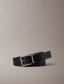 休閒滾輪扣雙面腰帶 35 公釐, Black/CK Dark Brown/Antique Silver, hi-res