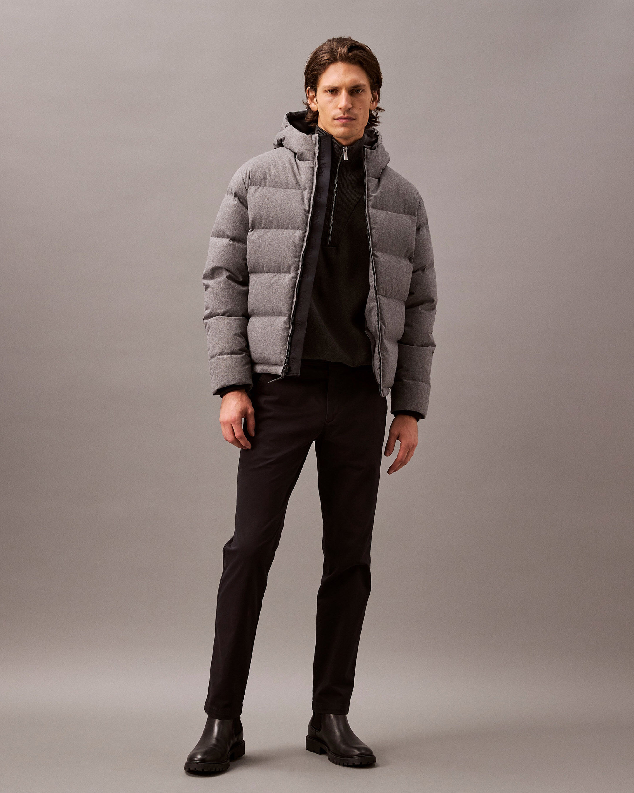 2 in 1 ribbed knit trim hooded denim jacket sale