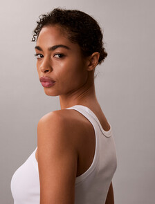 Slim Ribbed Cotton Tank Top, Bright White, hi-res