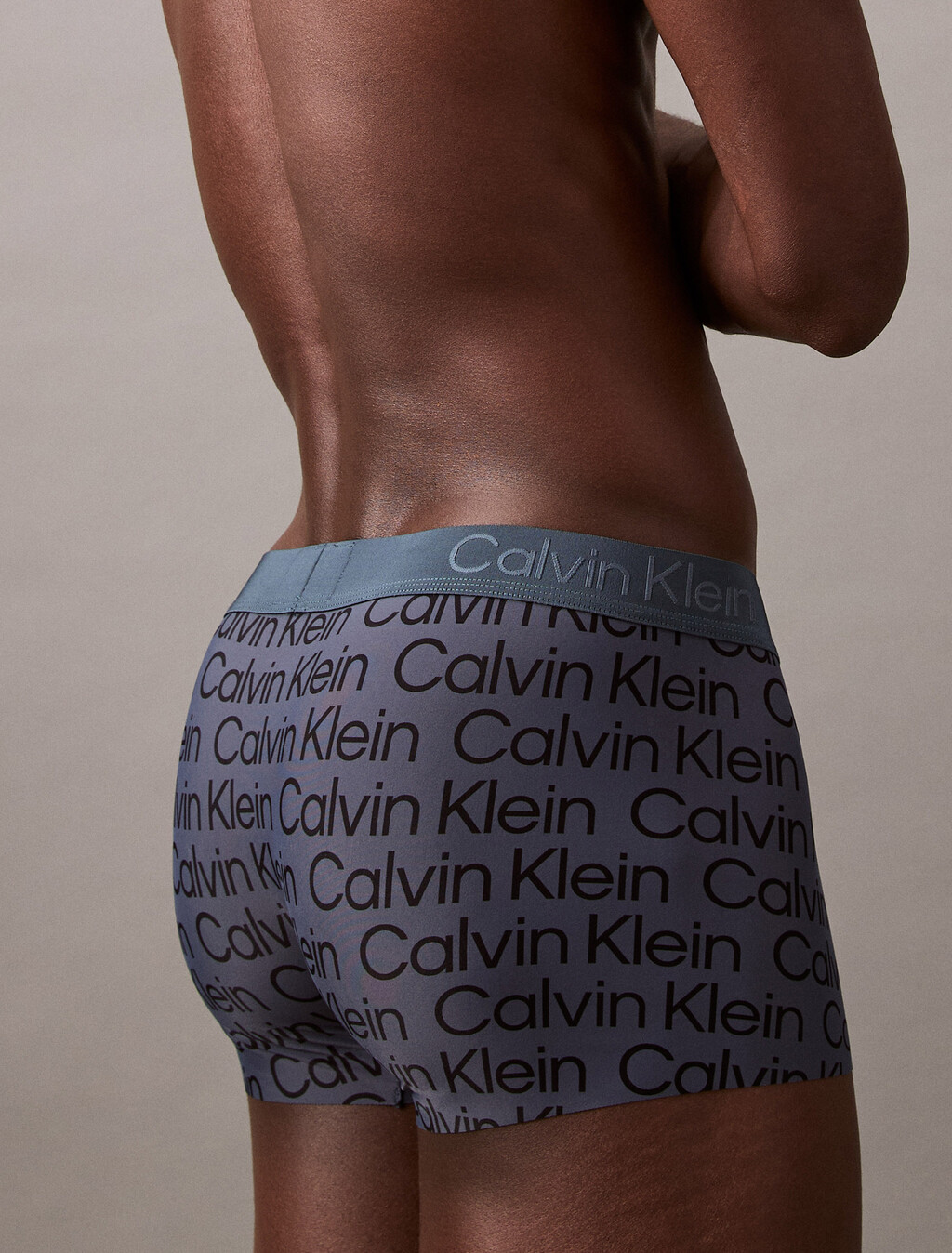 CK Black Print Low Rise Trunk, MESH LOGO_INK, hi-res