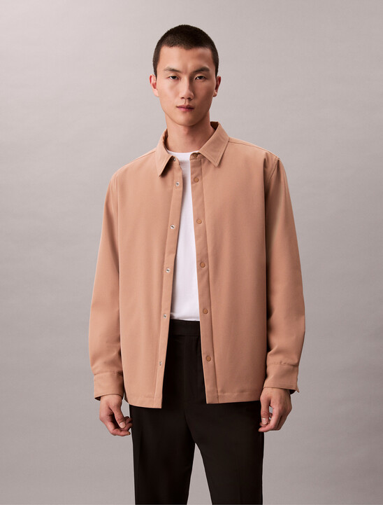 Solid Twill Shirt Jacket