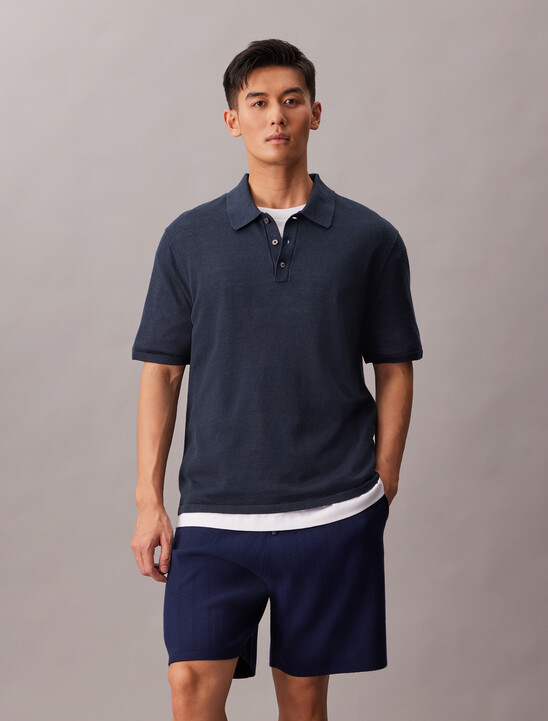 Linen Blend Classic Sweater Polo Shirt