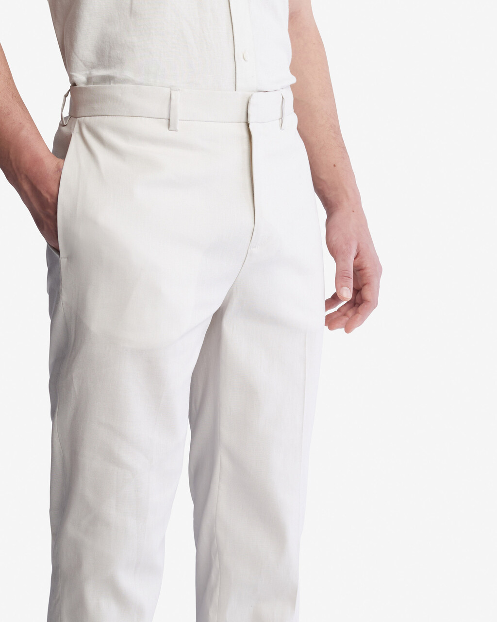 Linen Classic Trousers, White Onyx, hi-res