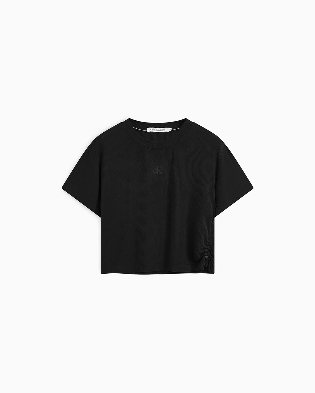 SIDE GATHER MONOGRAM TEE, Ck Black, hi-res