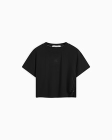SIDE GATHER MONOGRAM TEE, Ck Black, hi-res