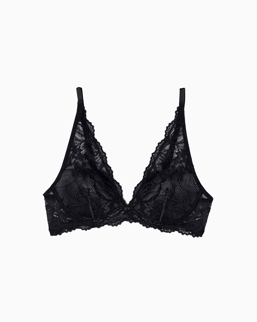 Seductive Comfort Lotus Floral Lightly Lined Plunge Bra, BLACK, hi-res