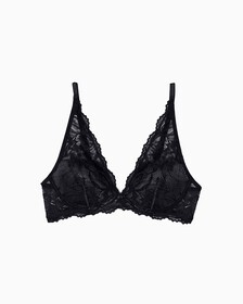 Seductive Comfort Lotus Floral Lightly Lined Plunge Bra, BLACK, hi-res
