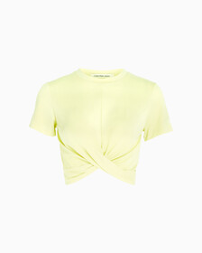 Cropped Twisted T-Shirt, Yellow Sand, hi-res