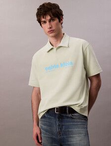 Cotton Terry Logo Polo Shirt, Tender Greens, hi-res
