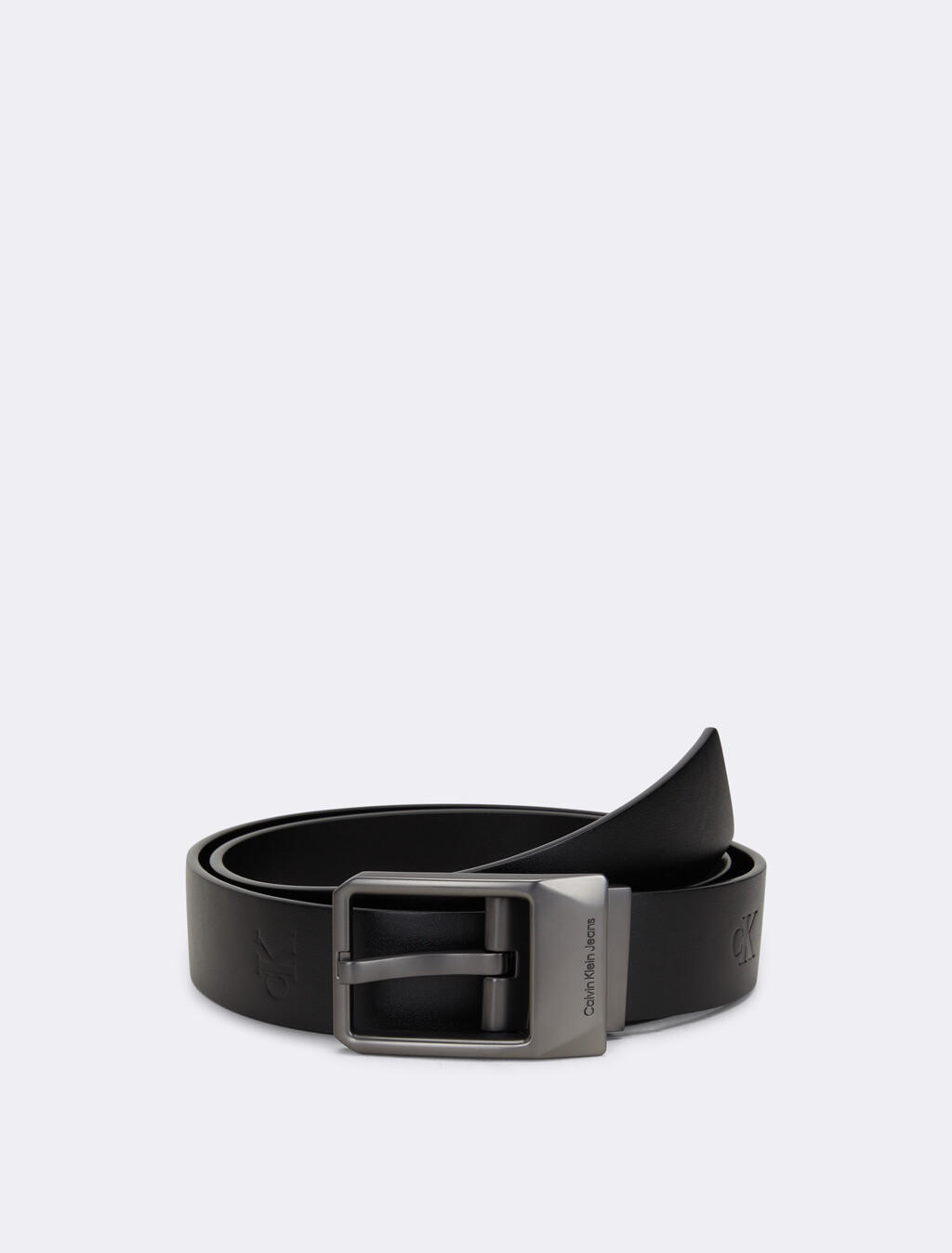 Faceted Reversible Buckle Belt 35mm, Black Logo AOP, hi-res