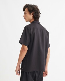 天絲家居鈕扣裇衫, BLACK, hi-res