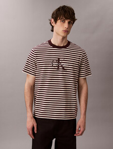 Monogram Logo Stripe Relaxed T-Shirt, Moroccan Brown, hi-res