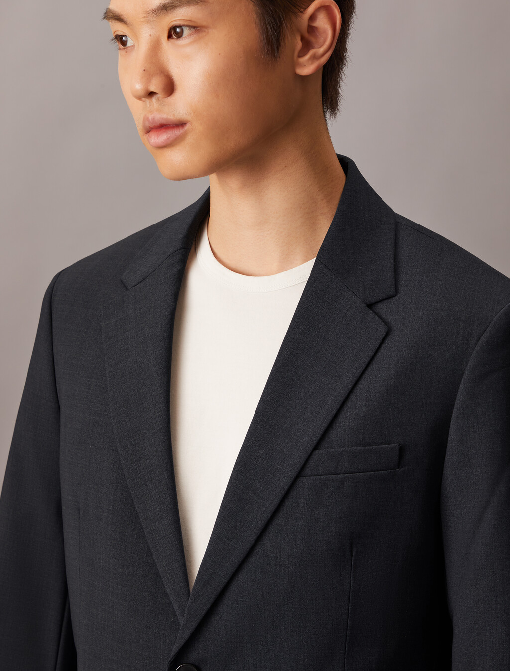 Refined Wool Blend Slim Blazer, Charcoal Heather, hi-res