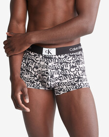 Calvin Klein 96 超細纖維低腰內褲, PRINT/CLOUD GRE, hi-res