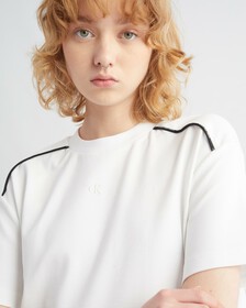 優雅背面鏤空 T 裇連身裙, Bright White, hi-res