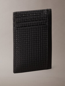 Embossed Woven Card Case, Black, hi-res