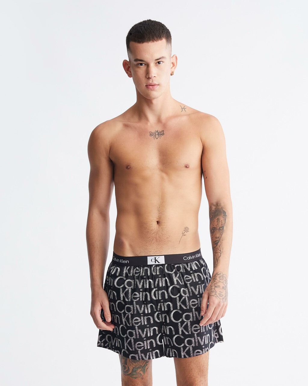 Calvin Klein 1996 梭織棉質平角內褲, HALFTONE GLITCH LOGO PRINT+BLACK, hi-res