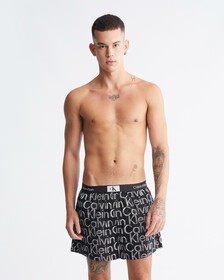 Calvin Klein 1996 梭織棉質平角內褲, HALFTONE GLITCH LOGO PRINT+BLACK, hi-res