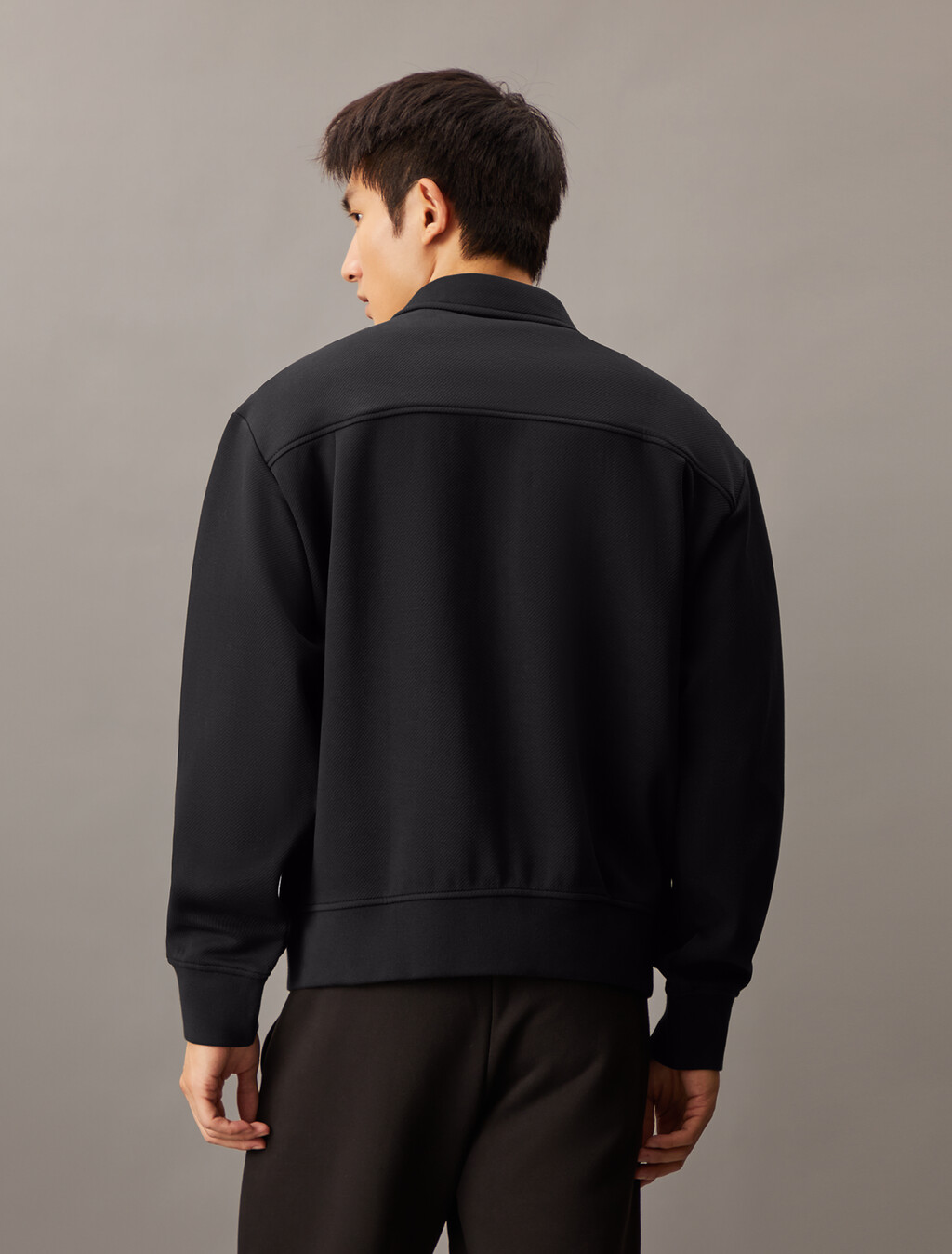 斜紋拉鍊外套, Ck Black, hi-res