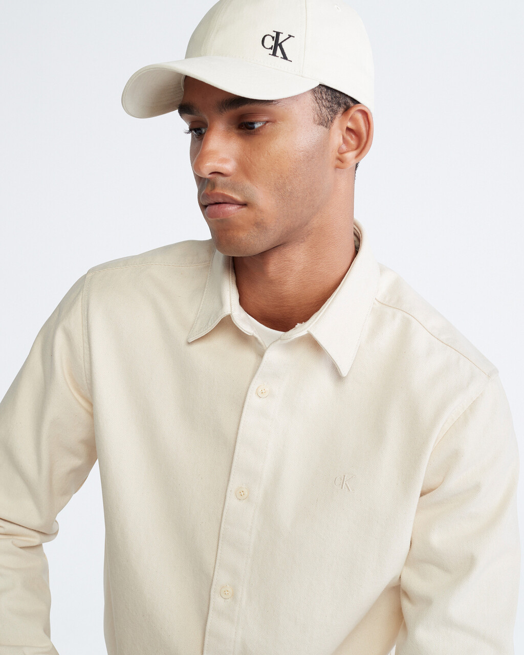拉絨棉斜紋布Logo棒球帽, BONE WHITE, hi-res